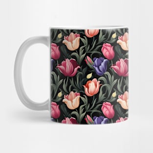 Illustrated Tulip - Pink and Blue Floral Pattern Mug